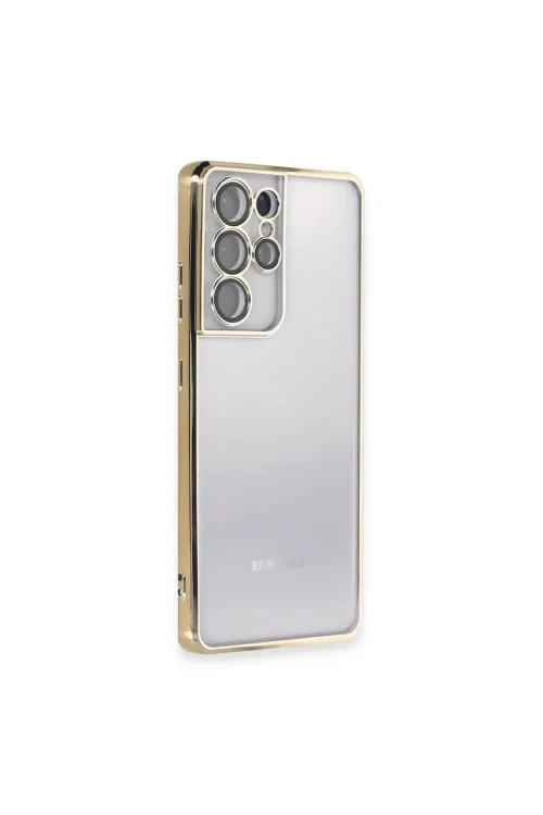 Samsung Galaxy S21 Ultra Kılıf Razer Lensli Silikon - Gold