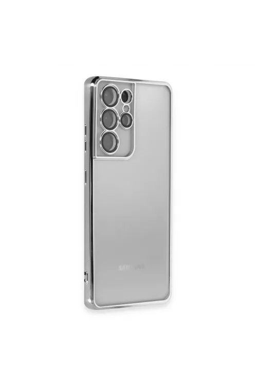Samsung Galaxy S21 Ultra Kılıf Razer Lensli Silikon - Gümüş