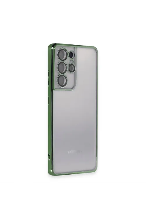 Samsung Galaxy S21 Ultra Kılıf Razer Lensli Silikon - Yeşil