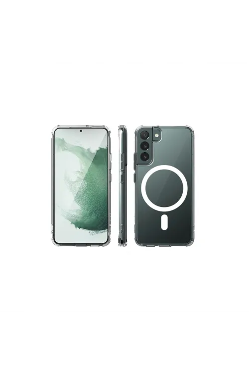 Samsung Galaxy S22 Kılıf Magneticsafe Şeffaf Silikon - Şeffaf