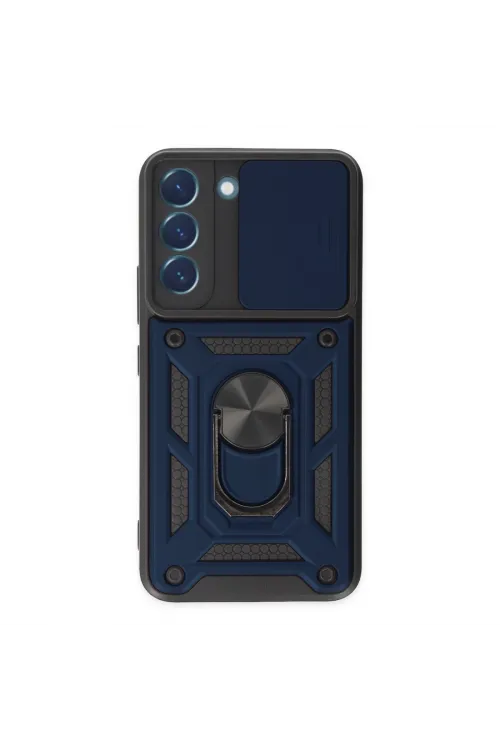 Samsung Galaxy S22 Kılıf Pars Lens Yüzüklü Silikon - Lacivert