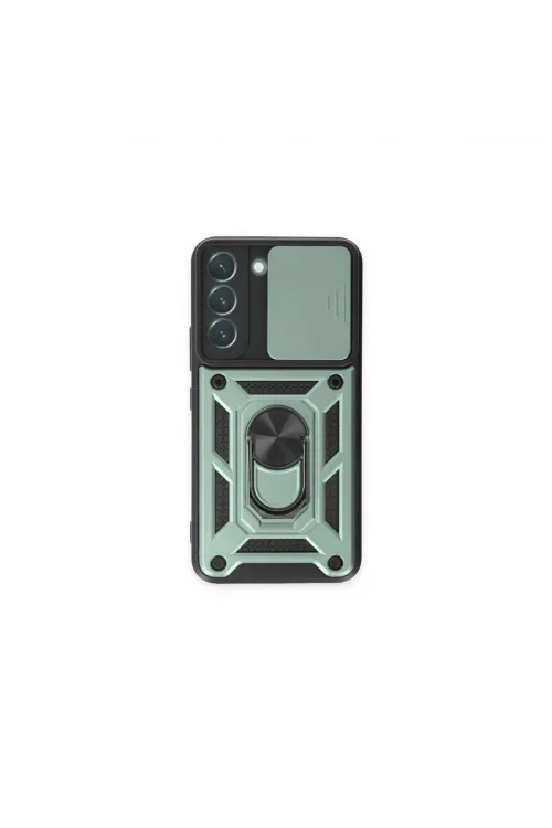 Samsung Galaxy S23 Fe Kılıf Pars Lens Yüzüklü Silikon - Yeşil