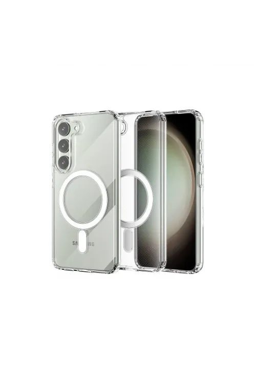 Samsung Galaxy S23 Kılıf Magneticsafe Şeffaf Silikon - Şeffaf