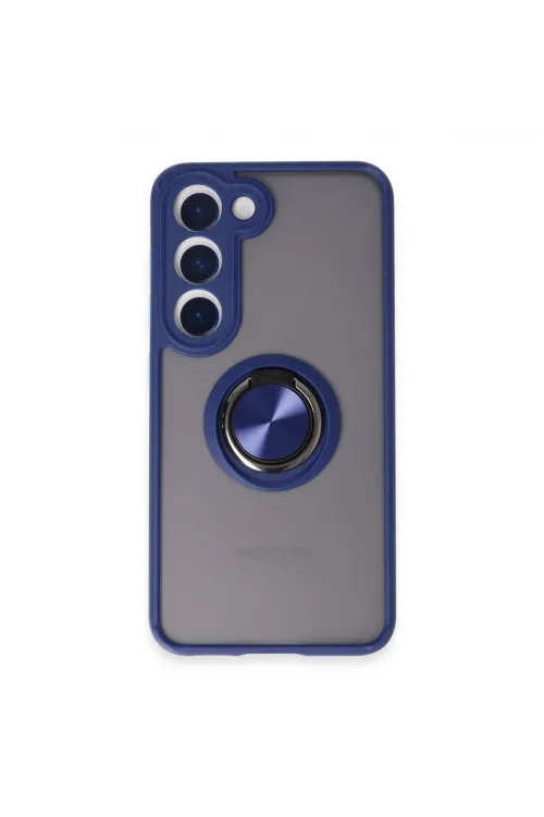 Samsung Galaxy S23 Kılıf Montreal Yüzüklü Silikon Kapak - Lacivert