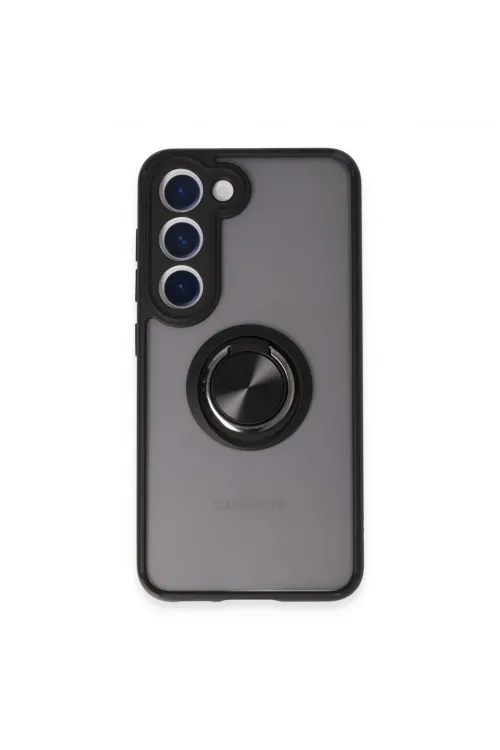 Samsung Galaxy S23 Kılıf Montreal Yüzüklü Silikon Kapak - Siyah