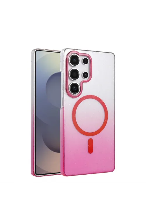 Samsung Galaxy S23 Ultra Glossy Magsafe Kapak - Pembe