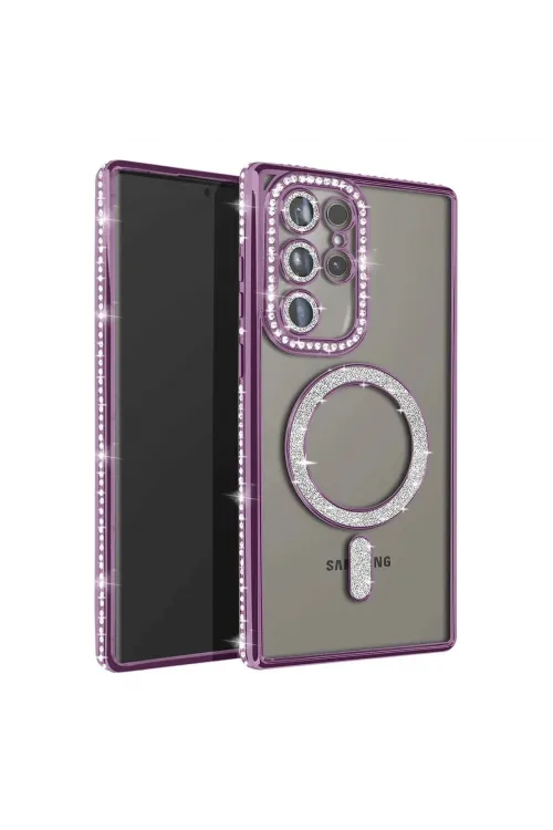 Samsung Galaxy S23 Ultra Joke Simli Magneticsafe Kılıf - Derin Mor