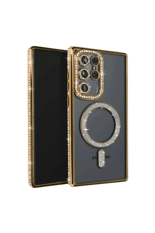 Samsung Galaxy S23 Ultra Joke Simli Magneticsafe Kılıf - Gold
