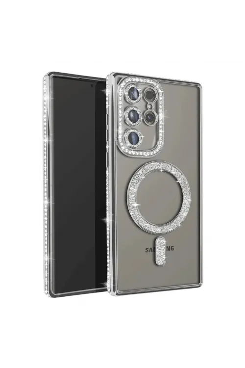 Samsung Galaxy S23 Ultra Joke Simli Magneticsafe Kılıf - Gümüş