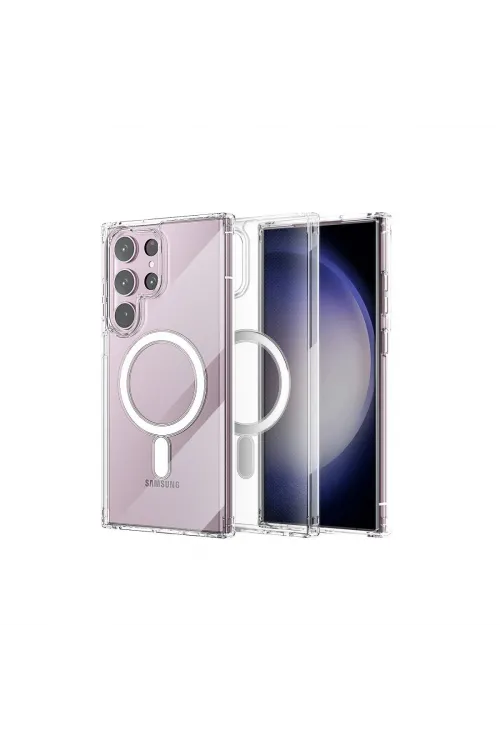 Samsung Galaxy S23 Ultra Kılıf Magneticsafe Şeffaf Silikon - Şeffaf