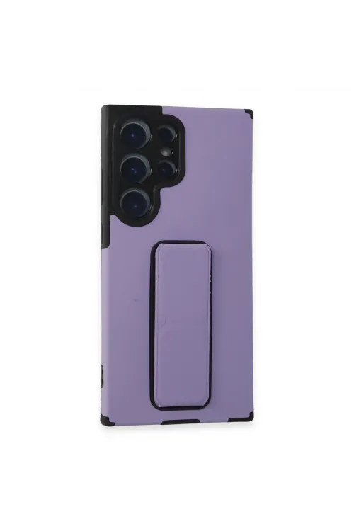 Samsung Galaxy S23 Ultra Kılıf Mega Standlı Silikon - Lila