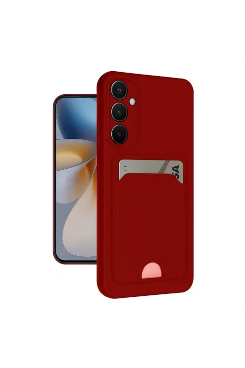 Samsung Galaxy S24 Fe Kılıf Kelvin Kartvizitli Silikon - Kırmızı