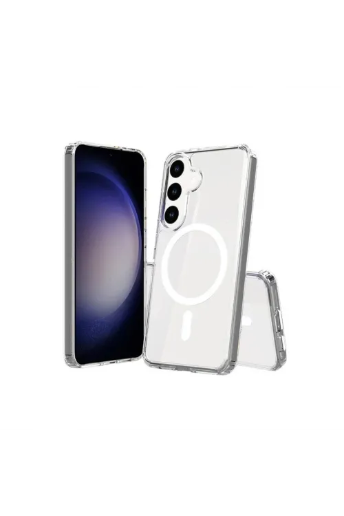 Samsung Galaxy S24 Kılıf Magneticsafe Şeffaf Silikon - Şeffaf