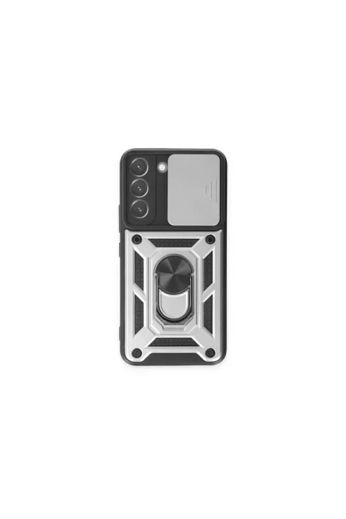 Samsung Galaxy S24 Kılıf Pars Lens Yüzüklü Silikon - Gümüş