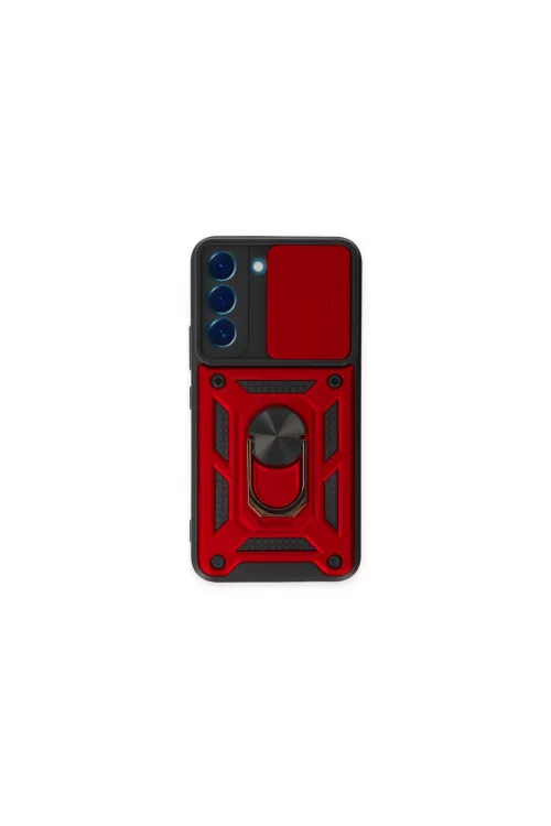 Samsung Galaxy S24 Kılıf Pars Lens Yüzüklü Silikon - Kırmızı