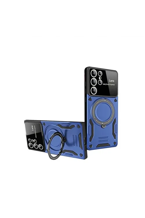 Samsung Galaxy S24 Ultra Kılıf Joy Lens Standlı Kapak - Lacivert
