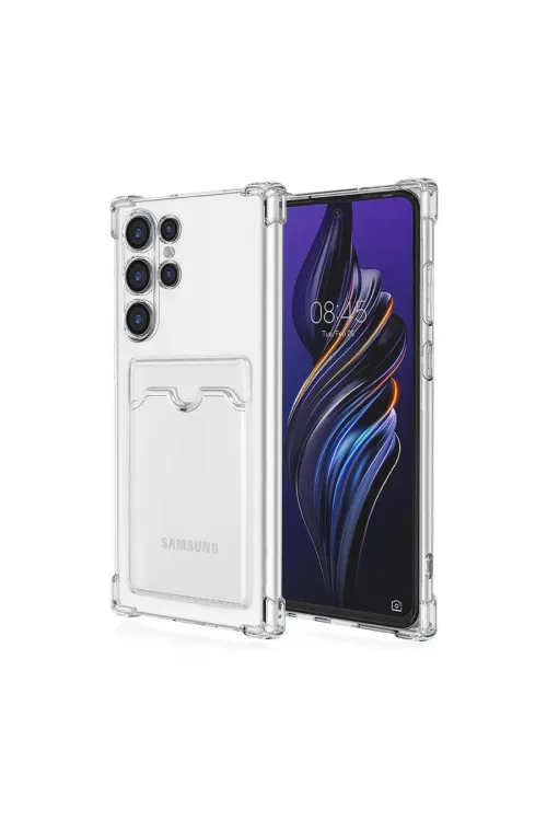 Samsung Galaxy S24 Ultra Kılıf Kart Şeffaf Silikon - Şeffaf