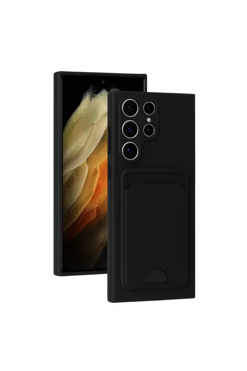 Samsung Galaxy S24 Ultra Kılıf Kelvin Kartvizitli Silikon - Siyah