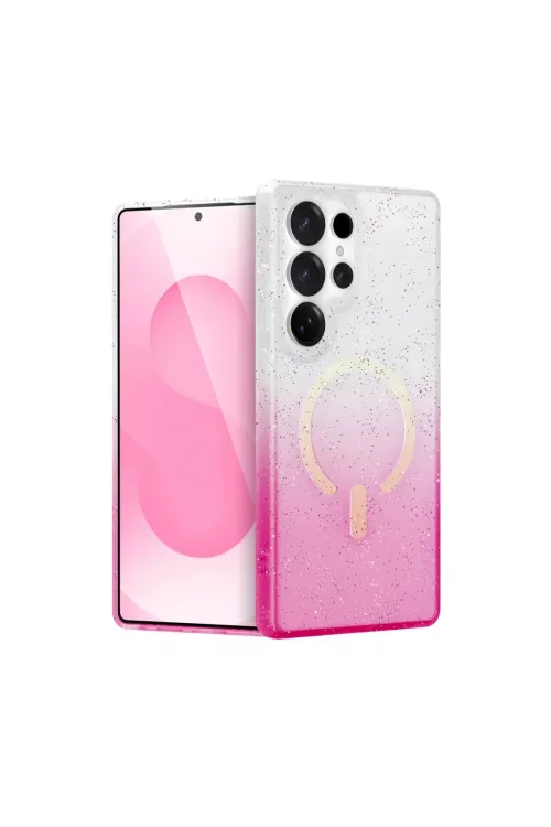 Samsung Galaxy S24 Ultra Pummel Shiny Magsafe Kapak - Pembe