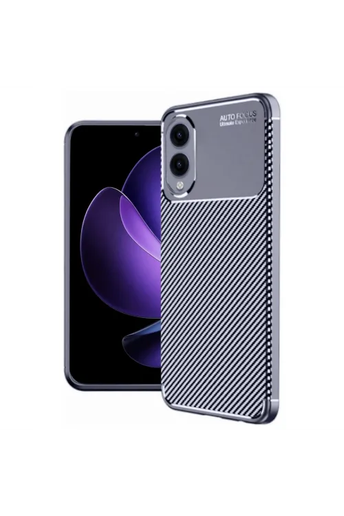 Samsung Galaxy S25 Edge Kılıf Auto Focus Karbon Kapak - Lacivert