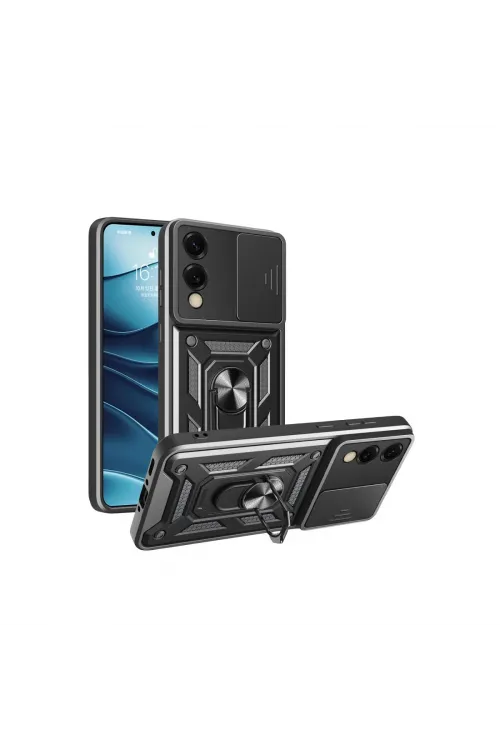 Samsung Galaxy S25 Edge Pars Lens Yüzüklü Silikon - Siyah