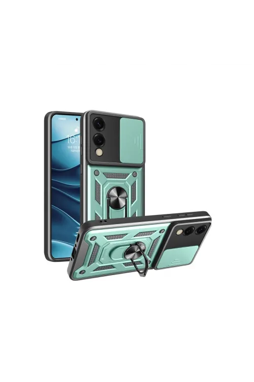 Samsung Galaxy S25 Edge Pars Lens Yüzüklü Silikon - Yeşil