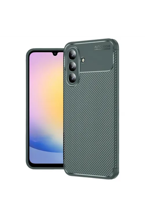Samsung Galaxy S25 Fe Auto Focus Karbon Kapak - Koyu Yeşil