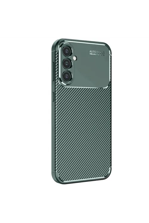 Samsung Galaxy S25 Kılıf Auto Focus Karbon Kapak - Koyu Yeşil