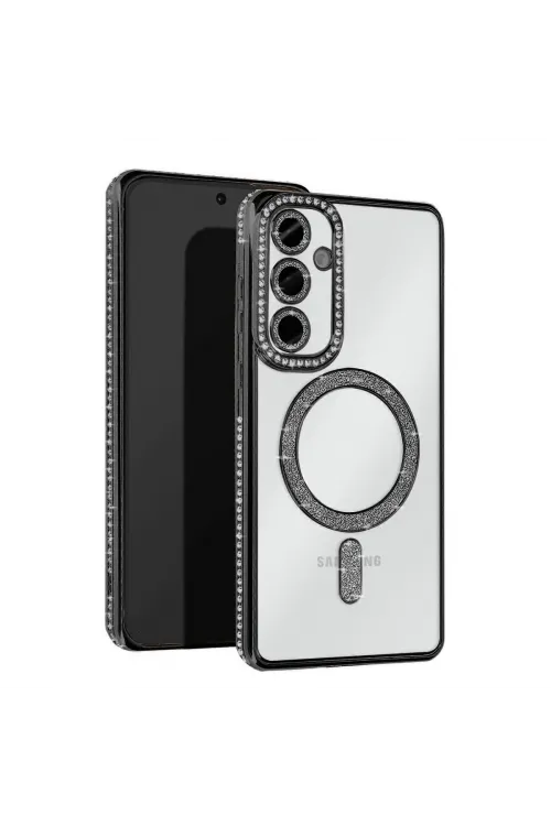Samsung Galaxy S25 Kılıf Joke Simli Magneticsafe Kılıf - Siyah