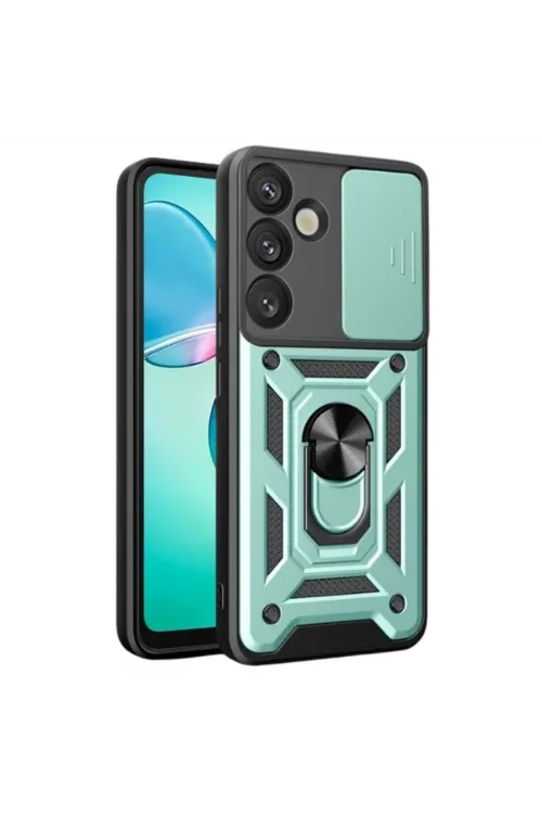 Samsung Galaxy S25 Plus Kılıf Pars Lens Yüzüklü Silikon - Yeşil