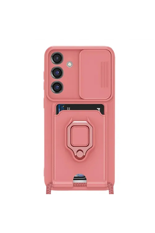 Samsung Galaxy S25 Plus Kılıf Zuma Kartvizitli Yüzüklü Silikon - Pembe