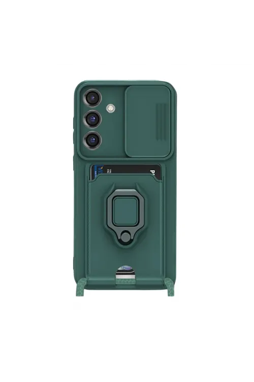 Samsung Galaxy S25 Plus Kılıf Zuma Kartvizitli Yüzüklü Silikon - Yeşil