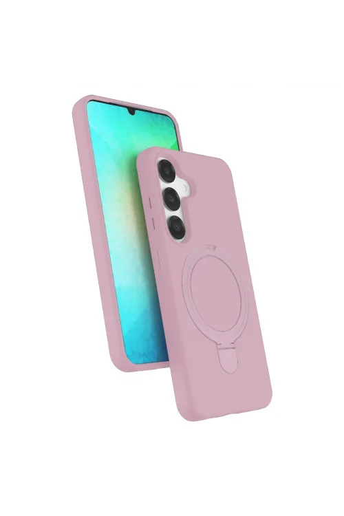 Samsung Galaxy S25 Regal Magsafe Standlı Kapak - Açık Pembe