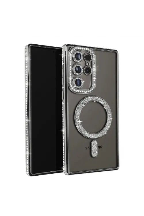 Samsung Galaxy S25 Ultra Kılıf Joke Simli Magneticsafe Kılıf - Siyah