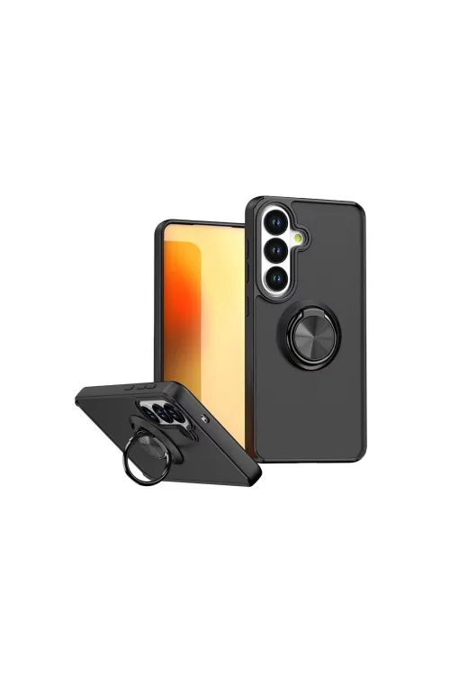 Samsung Galaxy S26 Plus Montreal Yüzüklü Silikon Kapak - Siyah