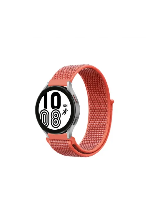 Samsung Galaxy Watch 4 Hasırlı Cırtcırtlı Kordon (saat Değildir) - Turuncu