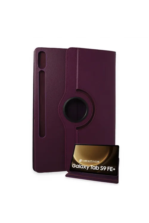 Samsung Galaxy X610 Tab S9 Fe Plus 12.4 Kılıf 360 Tablet Deri Kılıf - Mürdüm