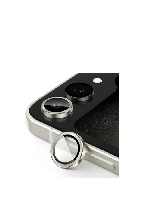 Samsung Galaxy Z Flip 5 Valdez Metal Kamera Lens - Krem