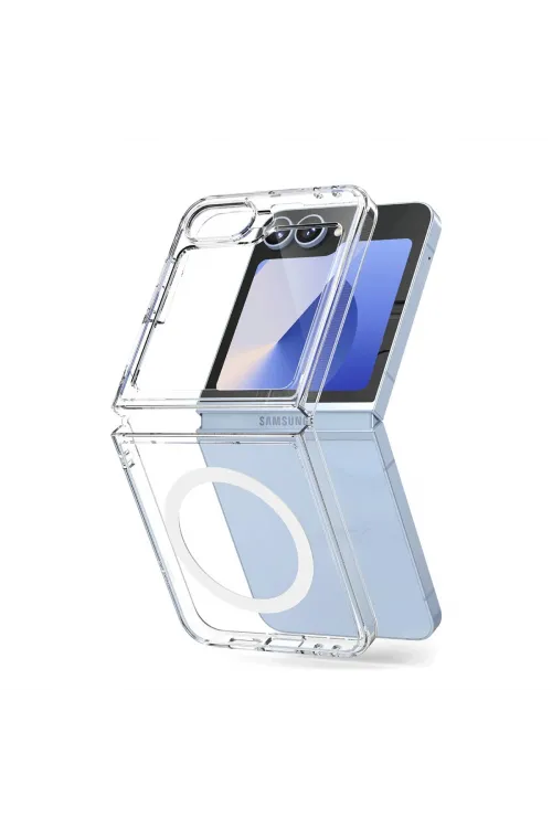 Samsung Galaxy Z Flip 6 Kılıf Magneticsafe Şeffaf Silikon - Şeffaf