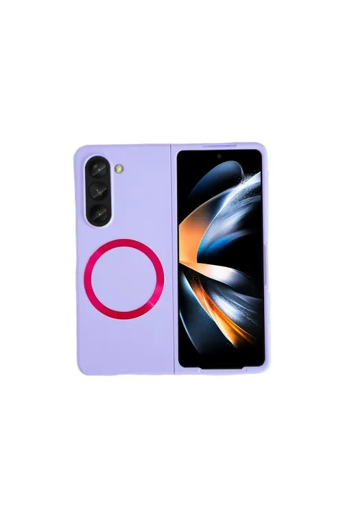 Samsung Galaxy Z Fold 5 Kılıf Mata Fold Kapak - Lila