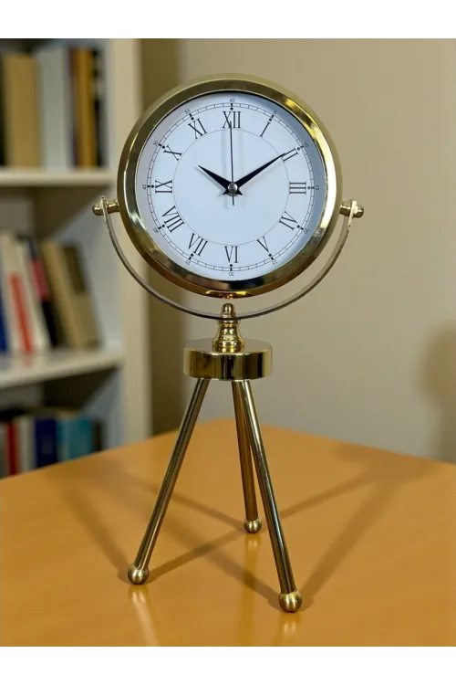 Saray Zarafeti Gold Tripod Üç Ayaklı Metal Masa Saati