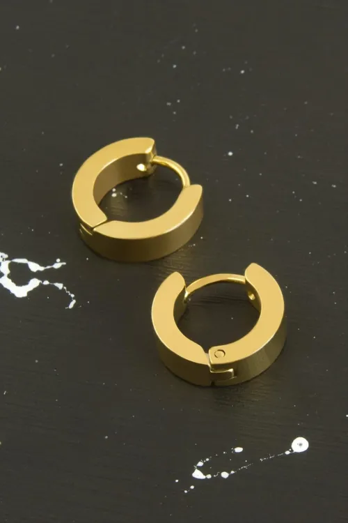 Sarı Renkli Erkek Çelik Küpe 1,5 cm