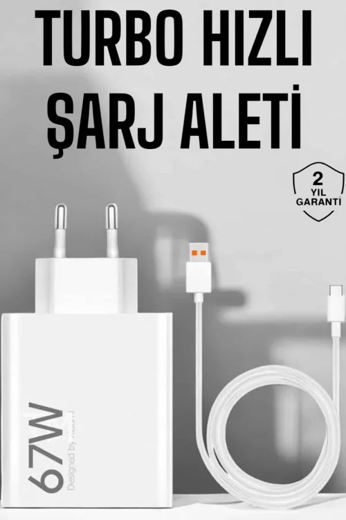 Şarj Aleti 67w Hızlı Şarj Turbo Type-c Uyumlu Şarj Adaptörü Kablosu