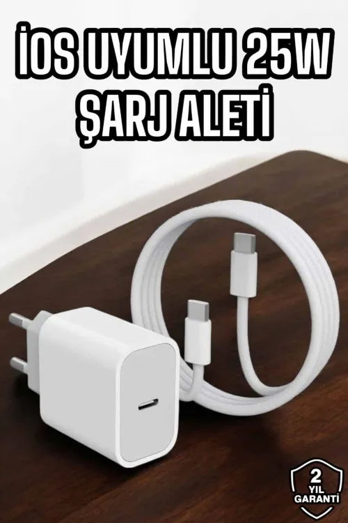 Şarj Aleti İos 15/15 Pro Max Uyumlu Şarj Adaptörü Ve Kablosu