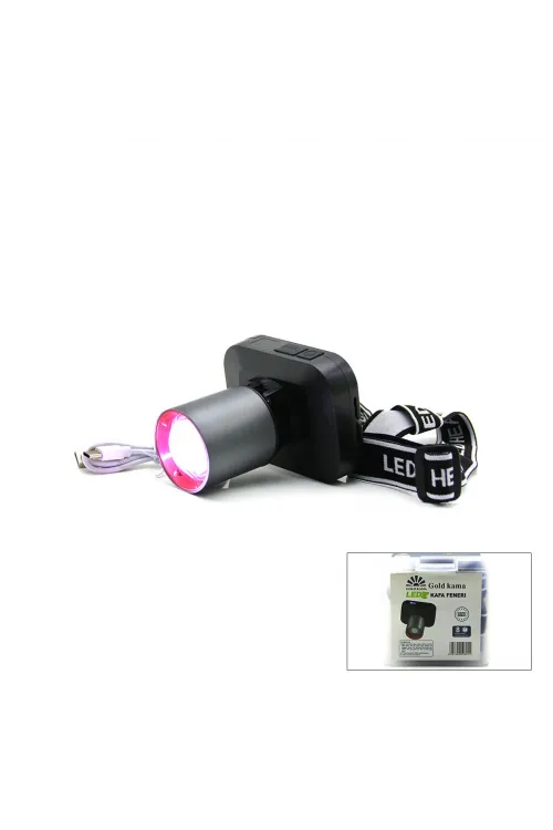 Şarjlı 50w Kafa Lambası Fener 1 Led Usb - Type-c Dijital Kademe Işık Ayarı - Flaşör