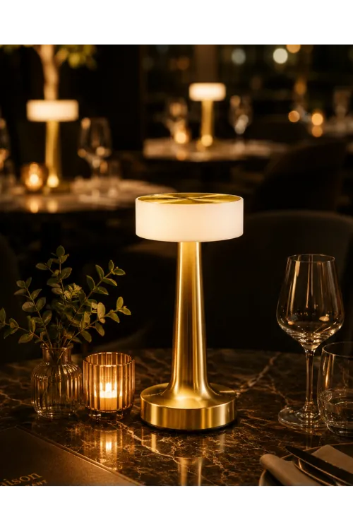 Şarjlı Gold Mantar Masa Lambası Dimmer Ayarlı Kablosuz Led Lamba