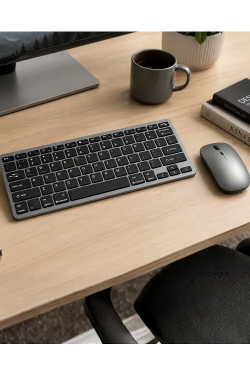 Şarjlı Kablosuz Klavye Ve Mouse Seti Kompakt Taşınabilir Tasarım