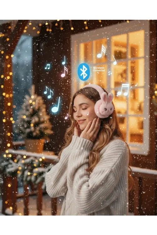 Şarjlı Kablosuz Tavşan Tasarımlı Bluetooth Kulaklık Tf Kart Girişli