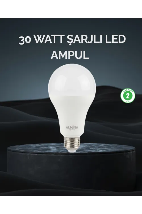 Şarjlı Led Ampul 30 Watt Soğuk Beyaz