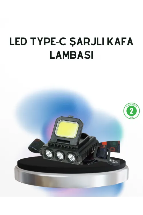 Şarjlı Led Kafa Lambası 800 Lumen Cob Xpe Ayarlanabilir Başlıklı